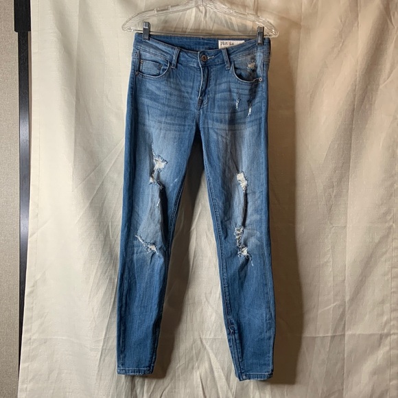 Pistola Medium Wash Distressed Ankle Zip Jeans Size 27 - Picture 2 of 13
